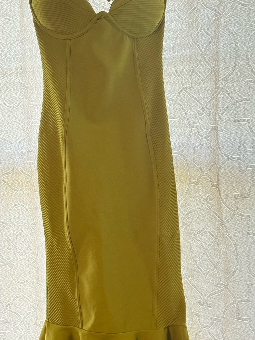 Fashion Nova Chartreuse Halter Mermaid Bodycon Dress - Picture 3 of 6